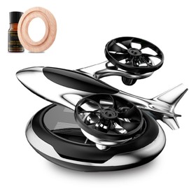 Helicopter & Airplane Solar Rotating Car Air Fresheners, Osmanthus & Vanilla Scented Car Perfume for Fresh and Long-Lasting Fragrance (Silver, Standard)