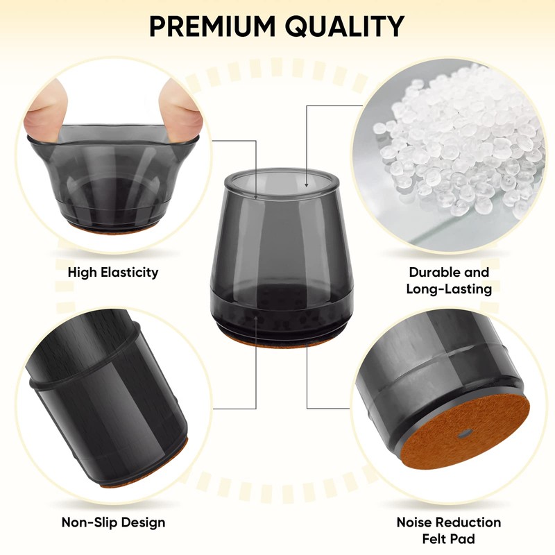 BALEINE 16 Pack Silicone Chair Leg Floor Protectors, Stool Leg