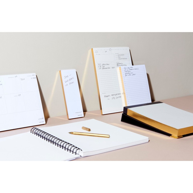 russell+hazel Weekly Notepad, White with Gilded Edges, 80 Sheets, 10”