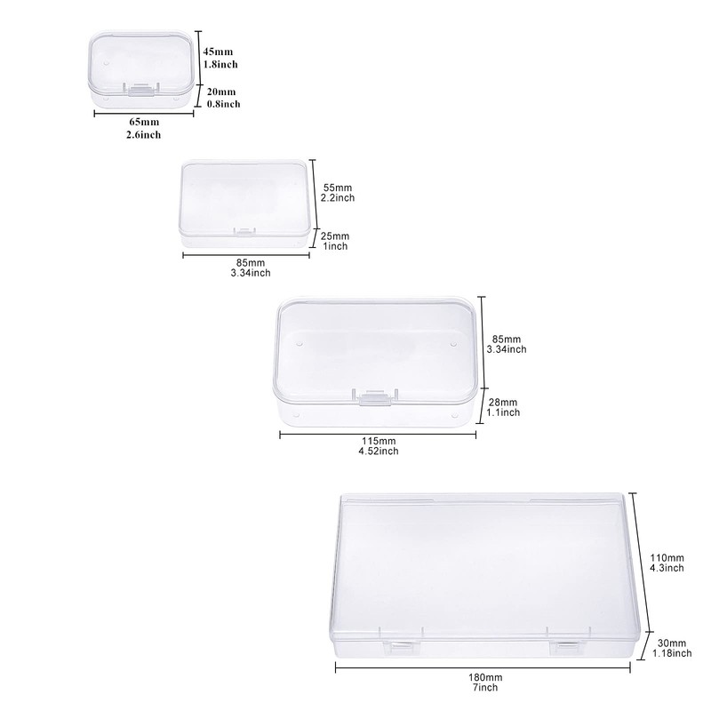 Goodma 36 Pieces Mixed Sizes Rectangular Empty Mini Plastic Organizer