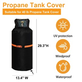 YZNKLXF 40 lb Propane Tank Cover,Top opening,for 40 Pound Steel Propane Tank Cylinder,Heavy-Duty 1020D Double Layer Oxford,With Adjustable Buckle,UV protection,Black