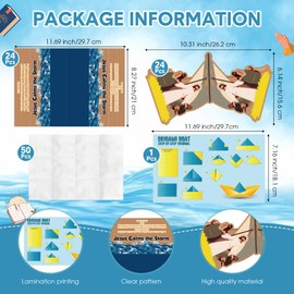 Leitee 24 Sets Jesus Calms The Storm Craft Kit DIY Sunday School Sailboat Cards Christian Faith Jesus Art Craft Religious Party Decorations Catholic Bible DIY Gifts for VBS Classroom Home Activities