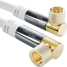 KabelDirekt SAT Cable, White, Coaxial Cable, Satellite Cable, 90° Angled, 2 m, TV Cable with F-Connector, Shielded, Unbreakable Metal Connectors (Suitable for HDTV, Radio, DVB-T, DVB-C, DVB-S, DVB-S2)