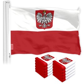 G128 10 Pack: Poland Polish Ensign Flag | 3x5 Ft | LiteWeave Pro Series Printed 150D Polyester | Country Flag, Indoor/Outdoor, Vibrant Colors, Brass Grommets, More Durable Than 100D 75D Polyester