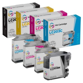 For Brother LD Compatible Brother LC203 HY Ink Cartridges: Black, Cyan, Magenta & Yellow 4PK