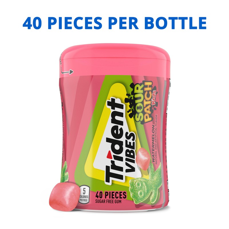 Trident Vibes SOUR PATCH KIDS Watermelon Sugar Free Gum, 40