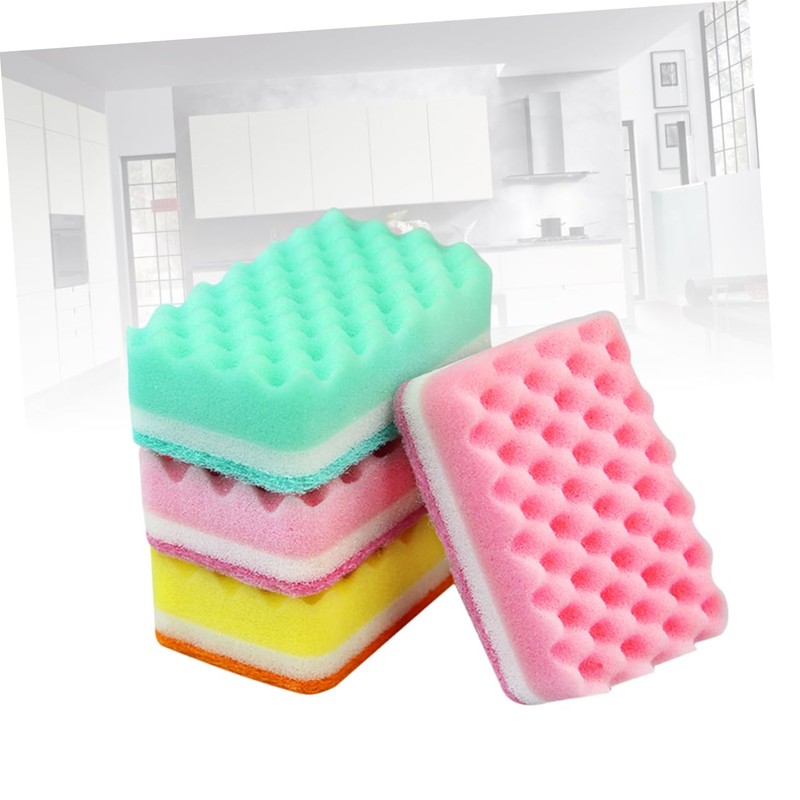 Gatuida 10pcs High Density Wave Cleaning Sponges Non-Scratch Dish Sponges