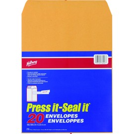 Hilroy Press-It Seal-It Kraft Envelopes, 10 X 13-Inch, 20-Count, Suntan (76046)