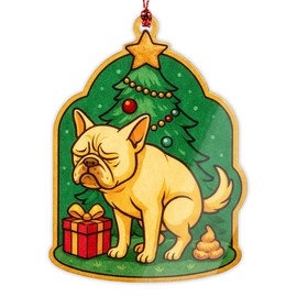 Funny christmas ornaments - Funny gag gifts - Santa ornament - White elephant ornament - raunchy - unique christmas ornaments - Suncatcher Effect stained glass window hanging -car hanging Bulldoggag 1