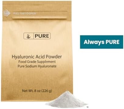 PURE ORIGINAL INGREDIENTS- Ácido Hialurónico (8 oz) Soluble en Agua, Polvo Fino