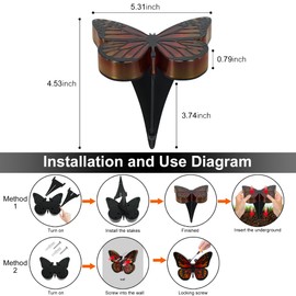 Ground Lights, Equipped with 4 Solar Butterfly Lights for Outdoor Waterproofing, 14 LED Solar Landscape Lighting, Suitable for Gardens, courtyards, terraces, corridors, Lanes, and walkways (Yellow)