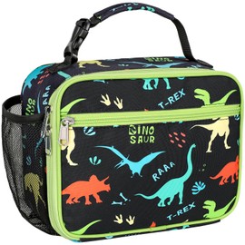 Bagseri Kids Lunch Bag Boys - Kids Lunch Box for Boys Reusable and Insulated Lunch Bag Toddler Lunch Box for Daycare and School, Black Dinosaur (Water Bottle Not Included)