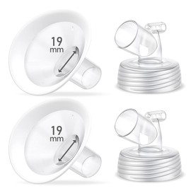 2 Packs 19mm Flange Set, Updated Soft Rim Shield and Wide Mouth Base Connector Pump Parts for Spectra S2 Spectra S1 9 Plus Breastpumps Accessories, 106 Degree Wider Opening Angel