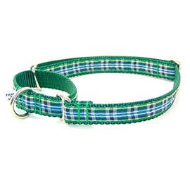 Sylvans Plaid Martingale Dog Collar (LG-1"x15"-21","Isle of Skye-Green/Green Plaid)