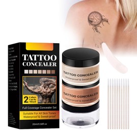 Tattoo Concealer Für Körper, Tattoo Entferner, Make-up zum Abdecken von Tattoos, Tattoo-Abdeckcreme, Narben Body Makeup Foundation, Professionelle Wasserdichte Make-up Concealer-Tattoo-Set, Stil 1