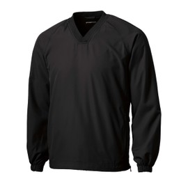 SPORT-TEK Unisex V-Neck Raglan Wind Shirt | Lightweight Windbreaker Jacket for Men & Women, Pullover Spring Jacket Black