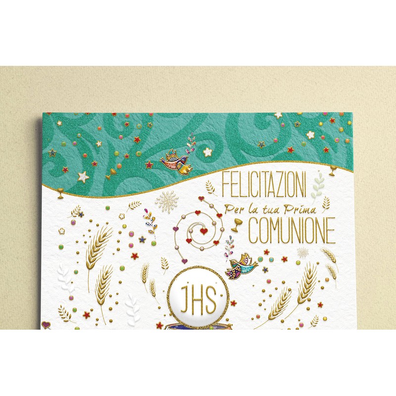 First Communion Card - Offset Print (Wheat Greeting)