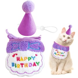 Dog Birthday Bandana, Cat Birthday Hat, Dog Birthday Hat, Dog Party Hat, Dog, Happy Birthday, Bib, Pet, Happy Birthday, Scraft, Pet (Purple)