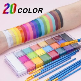 Kit De Maquillaje Facial 20 Colores Y 10 Pinceles Artísticos