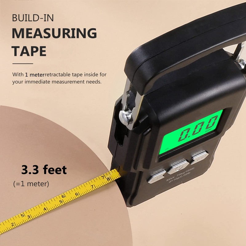 Luggage Scale Hand Scale Fishing Scale with Measuring Tape Ruler