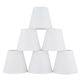 Ruiever 6pack Small Lampshades Clip On Bulb Fabric Lamp shade Bottom 5.9''x Top 3.54''xH 5.12'' for Chandeliers Wall Ceiling Table and Floor Lamps Eyes Protected Lampshades (White)