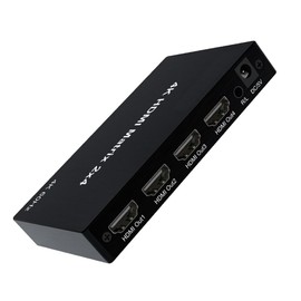axGear 2X4 HDMI 3D True Matrix Switch Divisor 2 pulgadas Fuente 4 salida visualización W/mando a distancia 4K