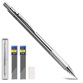 2mm Metal Mechanical Pencils with 8 2B Lead Refills & 4 Erasers, Perfect for Writing, Drafting, and Sketching