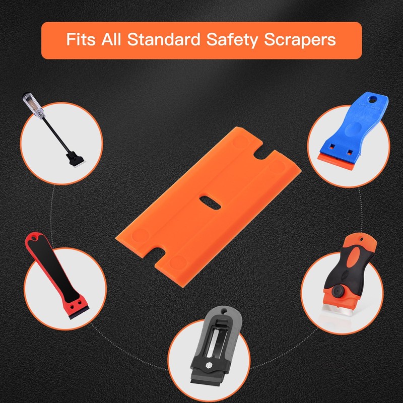 NEWISHTOOL Plastic Scraper With 300 PCS Double Edged Replacement Blades