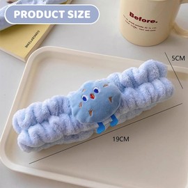 Spa Face Headband Wrist Wash Bands Set Face Wash Bracelets Elastic Makeup Hair Band Sweatband for Makeup and Washing Face Women Spa Yoga Shower, Coffee Colour, Blue