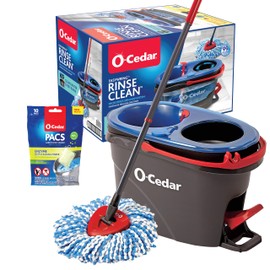 O-Cedar RinseClean Microfiber Spin Mop & Bucket Floor Cleaning System with Citrus Pac (Variety Pack)