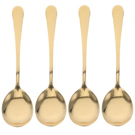 Ciieeo 4pcs Stainless Steel Spoon Catering Serving Spoon Large Serving Utensils Golden Stainless Steel