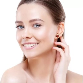 14K Gold Plated Birthstone Stud Earrings Stainless Steel CZ Stud Earrings for Women, Coloful Round Cubic Zirconia Stud Earrings, CZ Earrings Set 6mm