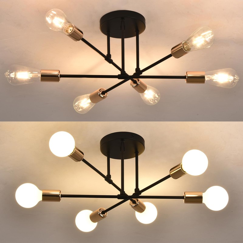 ZYDTRIP Sputnik Chandelier Ceiling Light, Adjustable Ceiling Lights Living Room