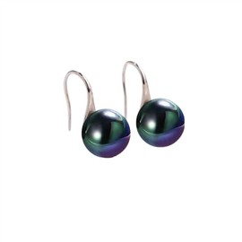 12mm Ocean Shell Pearl Dangle Earrings Multicolor Shell Beads Pearl Drop Earrings Fashion Jewelry for Women-Colorful black