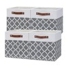 Temary 12x12x12 Fabric Storage Bins 4 Pack with Leather Handle,