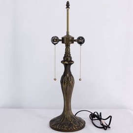 WERFACTORY Table Lamp Base Replacement Only, Wide 6.5 Height 24 Inch, Fit for 12, 14, 16, 18 Inch Tiffany Style Stained Glass Lampshade, Dark Bronze Finish, Metal, Pull Chain Switch