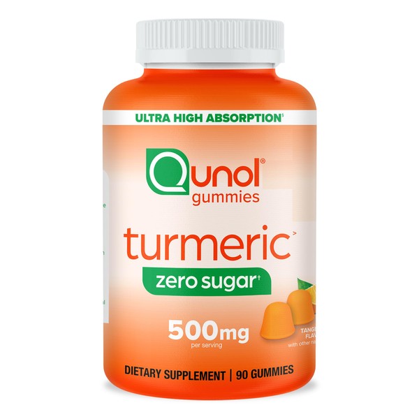 Qunol Zero Sugar Turmeric Gummies, Gummy with 500mg Turmeric Curcumin,