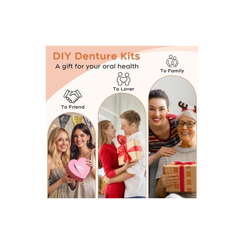 DIY Denture Kit for Upper & Lower Teeth, Temporary Self-Fit