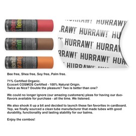 Hurraw! Cherry Lemon, Chocolate Mint & Vanilla Orange Lip Balm 3 Pack Bundle: Plastic-Free with new cardboard push-up tube. Certified Organic, Natural & Vegan. Bee, Shea, Soy & Palm Free. Made in USA