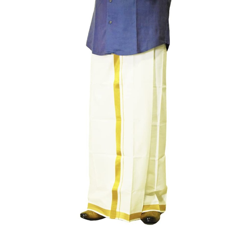 Cotton Dhoti Vesti Mundu 2 mtrs Color crema de una