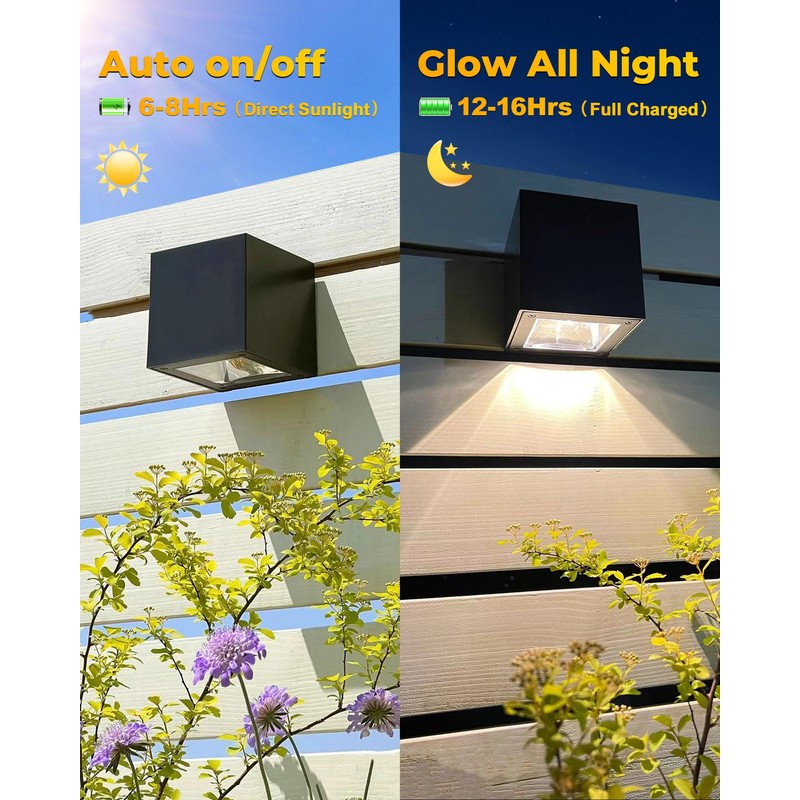 LUHLEE Solar Wall Lights Outdoor, Modern Square Solar Wall Sconce