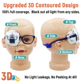 Parche para ojos astrópico 3D de algodón y seda para niños | Parche para ojos para niños | Parche médico para niños con ojo perezoso (robot gris, ojo derecho)