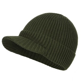 Zylioo XXL Oversize Beanie Cap with Brim,Large Visor Stretchy Knit Beanie Hat,Winter Warm Cuffed Watch Cap