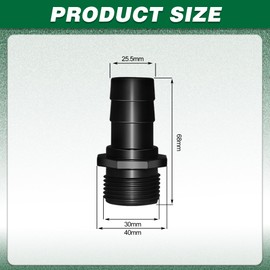 LONGRUNNEW Pond Hose Fittings Adapter, PVC Tube Fitting, Adapter, Black, 1" Barbed x 1.2'' NPT Male