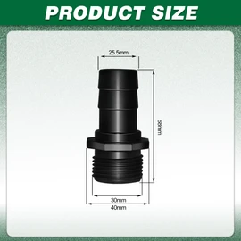 LONGRUNNEW Pond Hose Fittings Adapter, PVC Tube Fitting, Adapter, Black, 1" Barbed x 1.2'' NPT Male