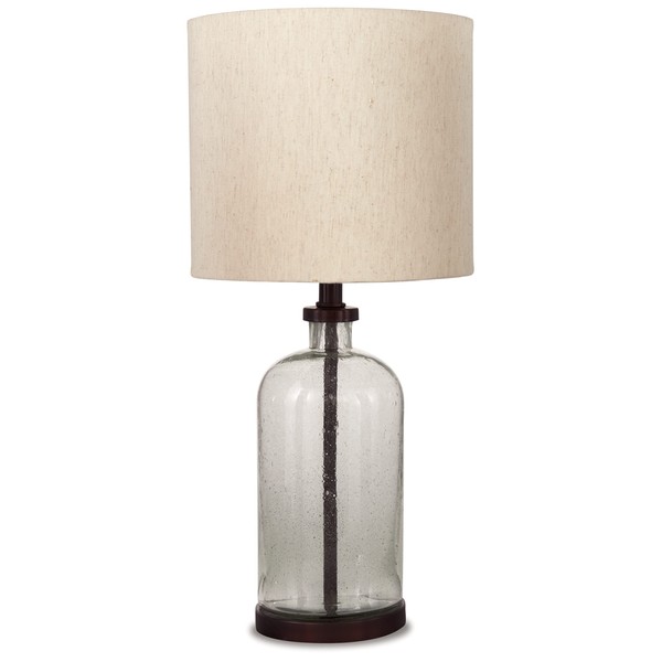 Signature Design by Ashley Bandile Modern Farmhouse 22.5" Seeded Glass Table Lamp, Bronze