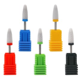 Yinluluna 5Pcs Ceramic Nail Drill Bits Set, Five Different Sizes Professional Corn Head Ceramic Bits for Manicure Pedicure Cuticle Gel Nail Polishing (5 Pcs)