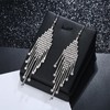 BUKEQILA Women's Silver Colour Rhinestone Crystal Earrings Lightweight Long Tassel
