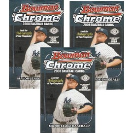 THREE (3) Packs of 2008 Bowman Chrome Baseball Hobby Pack Lot (3 Packs - 4 Cards/Pack) (Look for Dominic Brown Rookie)
