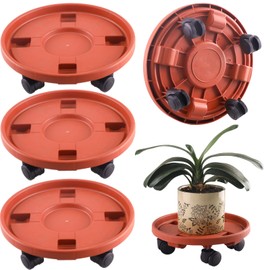 Rolling Plant Stand with Wheels 3 Pack 13 Inch Plant Caddy with Wheels Heavy Duty Plant Dolly Roller Base with Wheels Round Flower Pot Rack Holder Planter Trolley Tray, Red